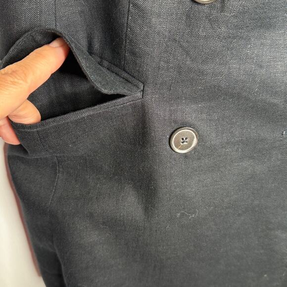 Banana Republic Palma Linen Long Vest Black V Neck Double Breasted W1948 Sz 4P - Picture 4 of 8